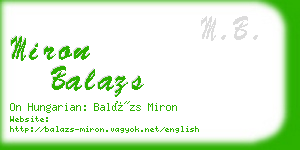 miron balazs business card